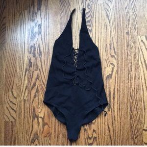 Zara Lace up cheeky one piece size Small